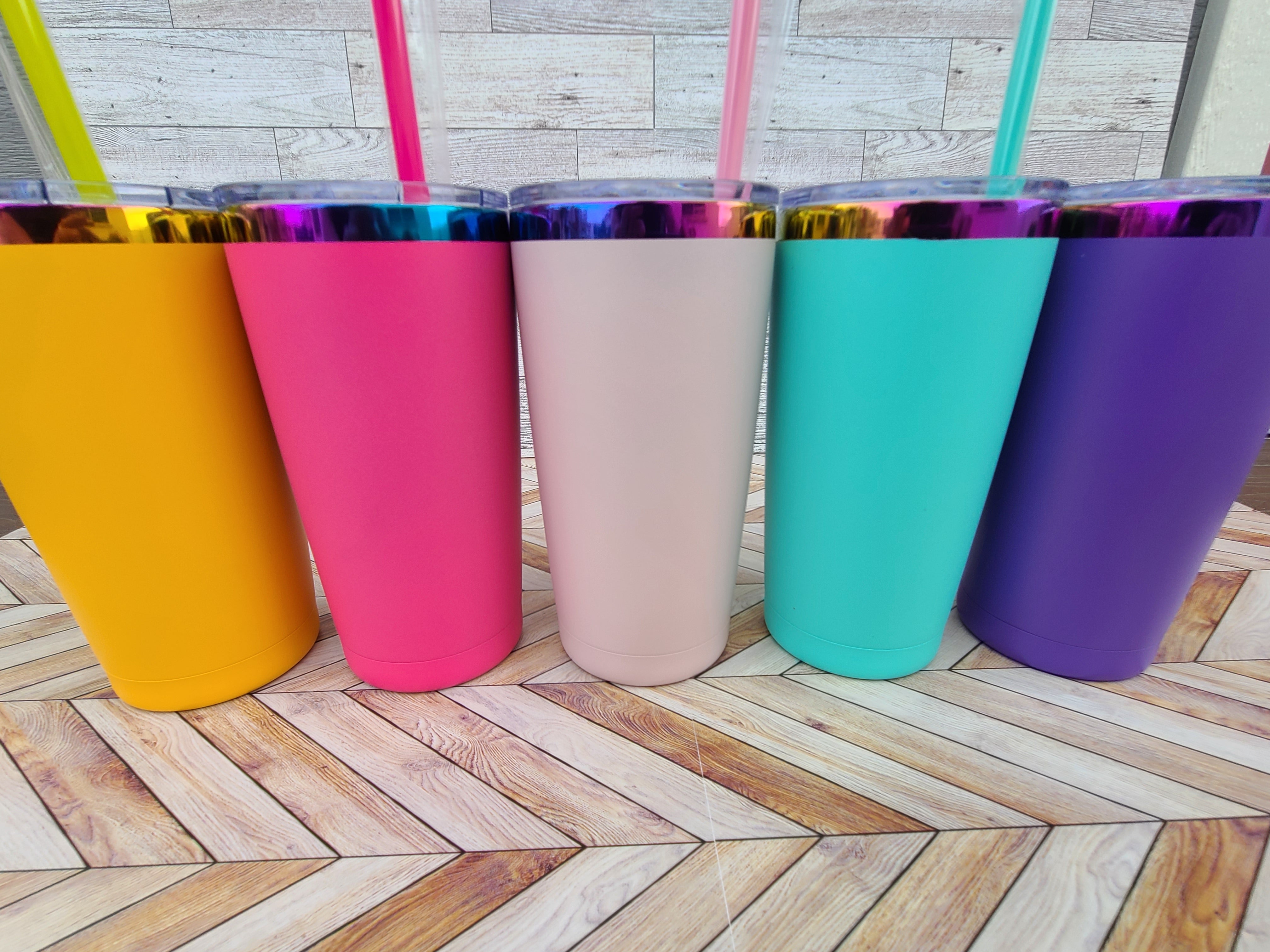 20oz Rainbow Coated Stainless Steel Tumbler-Colors