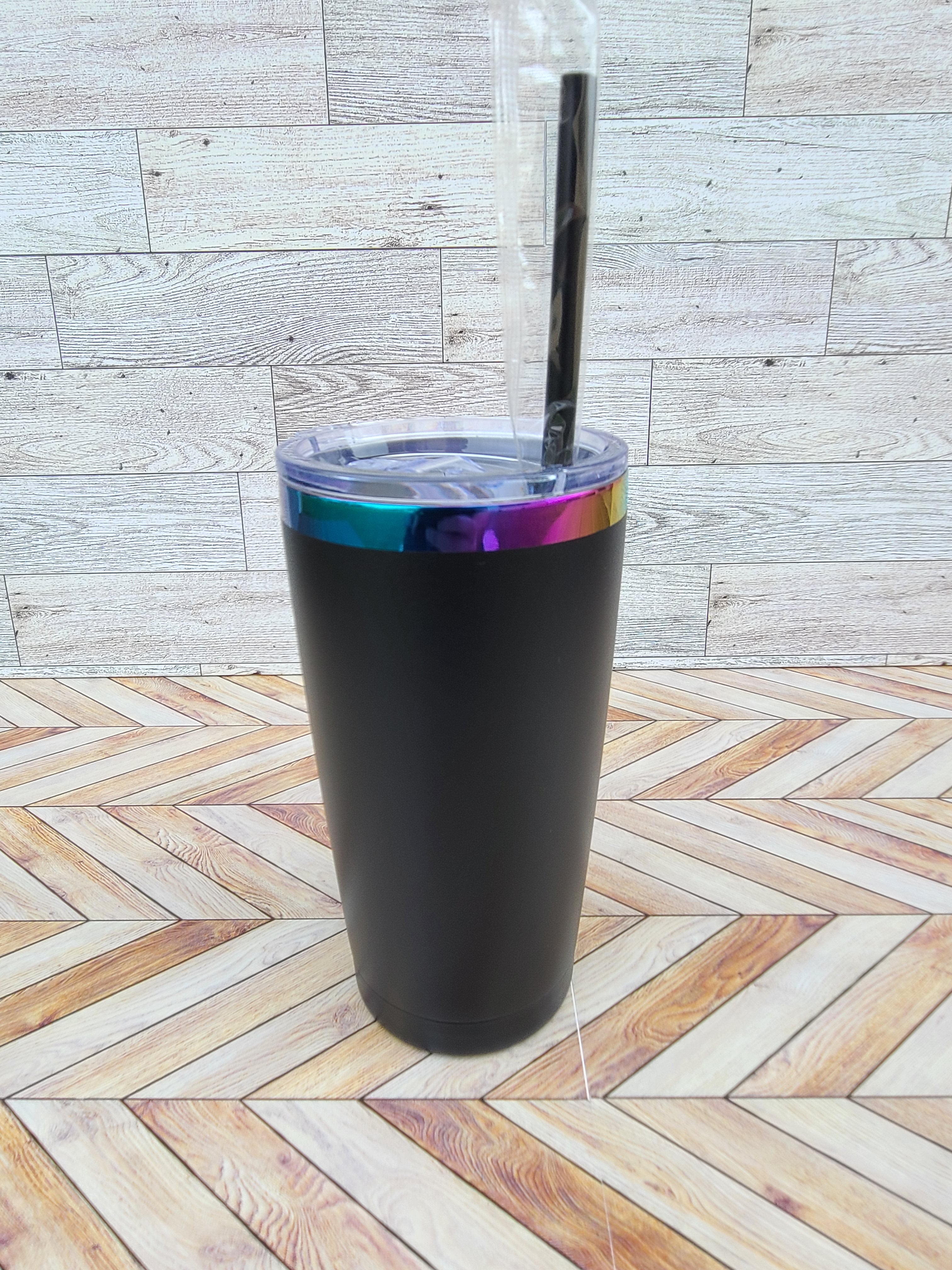 20oz Stainless Steel Rainbow Coated Tumbler-Black or White