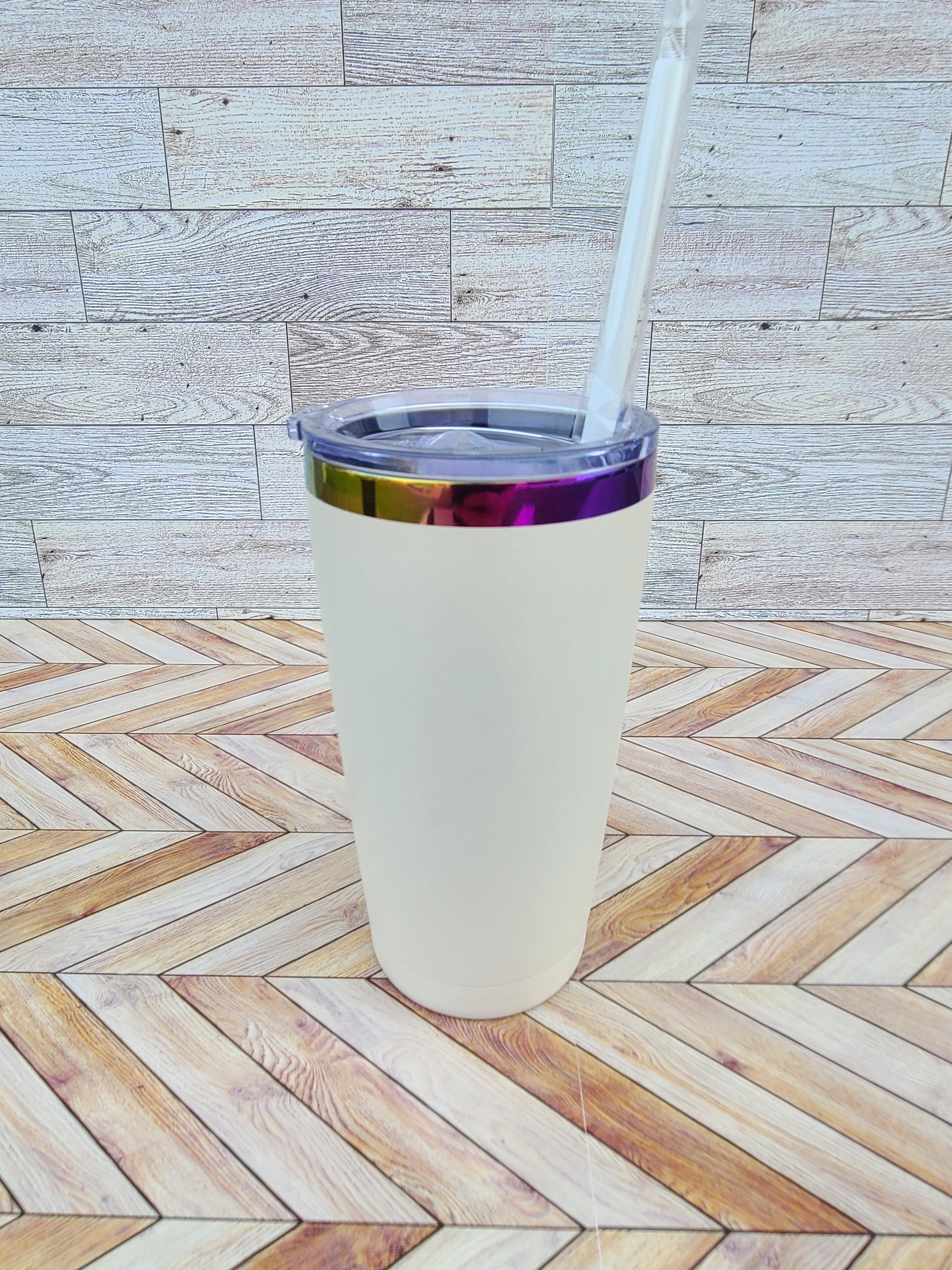 20oz Stainless Steel Rainbow Coated Tumbler-Black or White