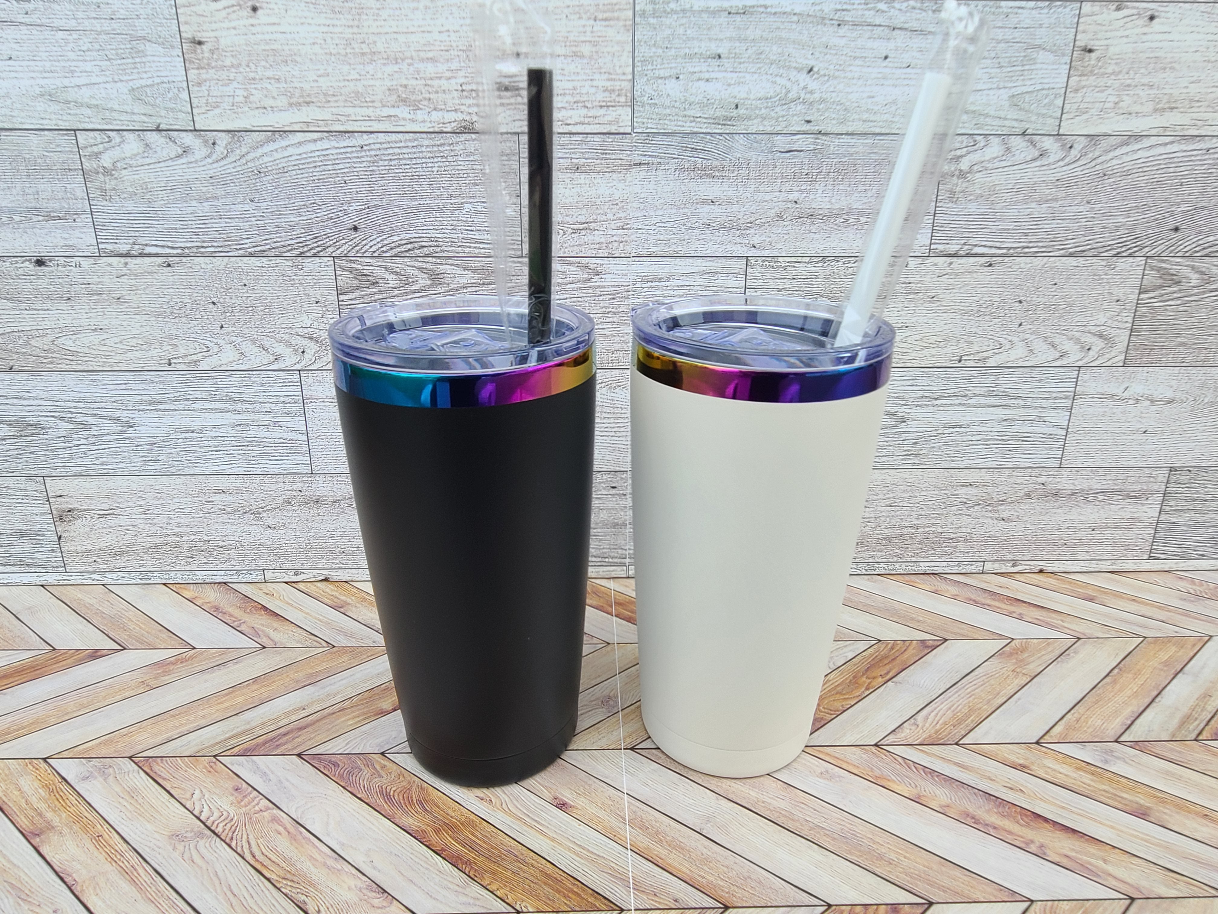 20oz Stainless Steel Rainbow Coated Tumbler-Black or White