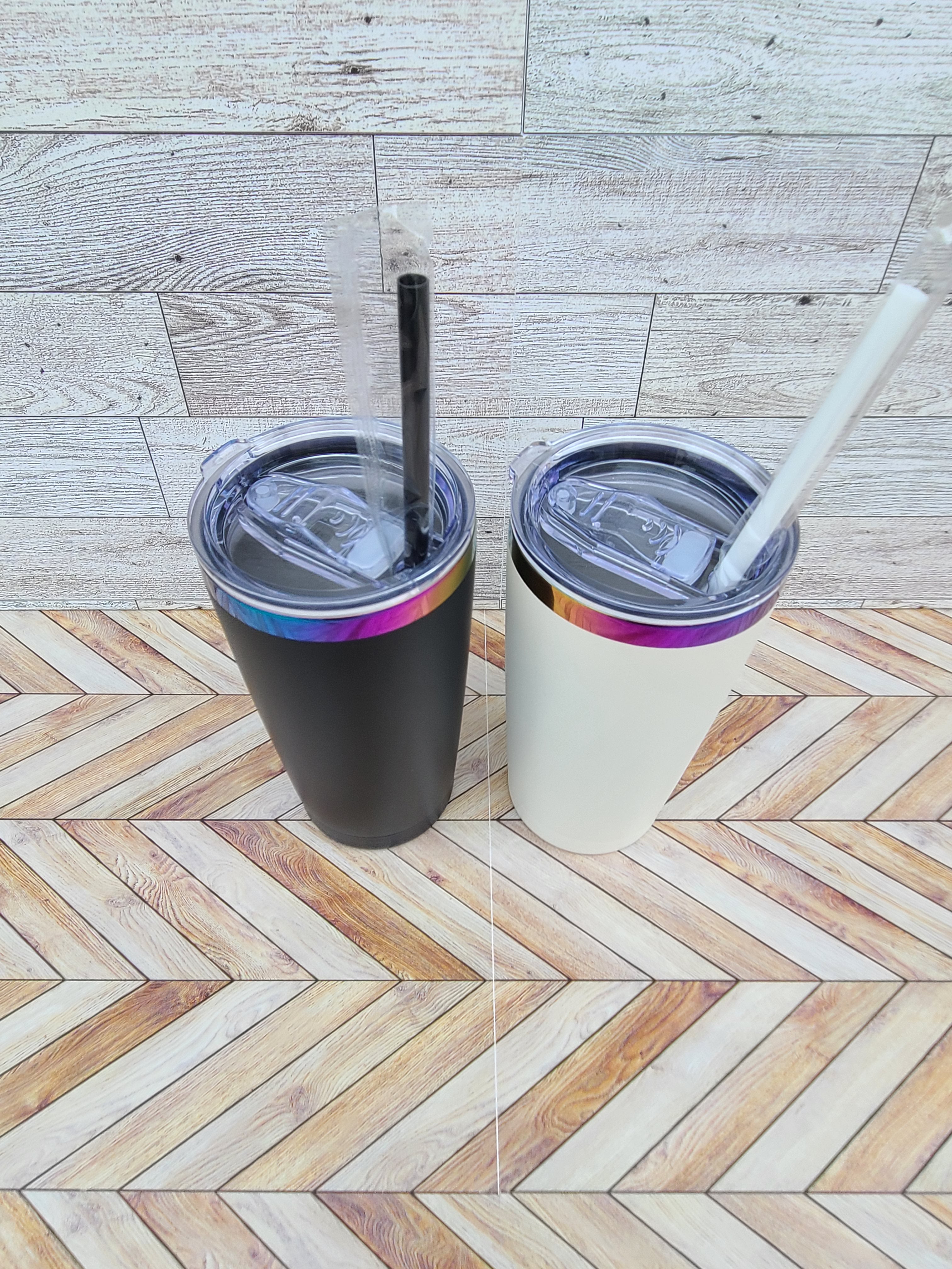 20oz Stainless Steel Rainbow Coated Tumbler-Black or White