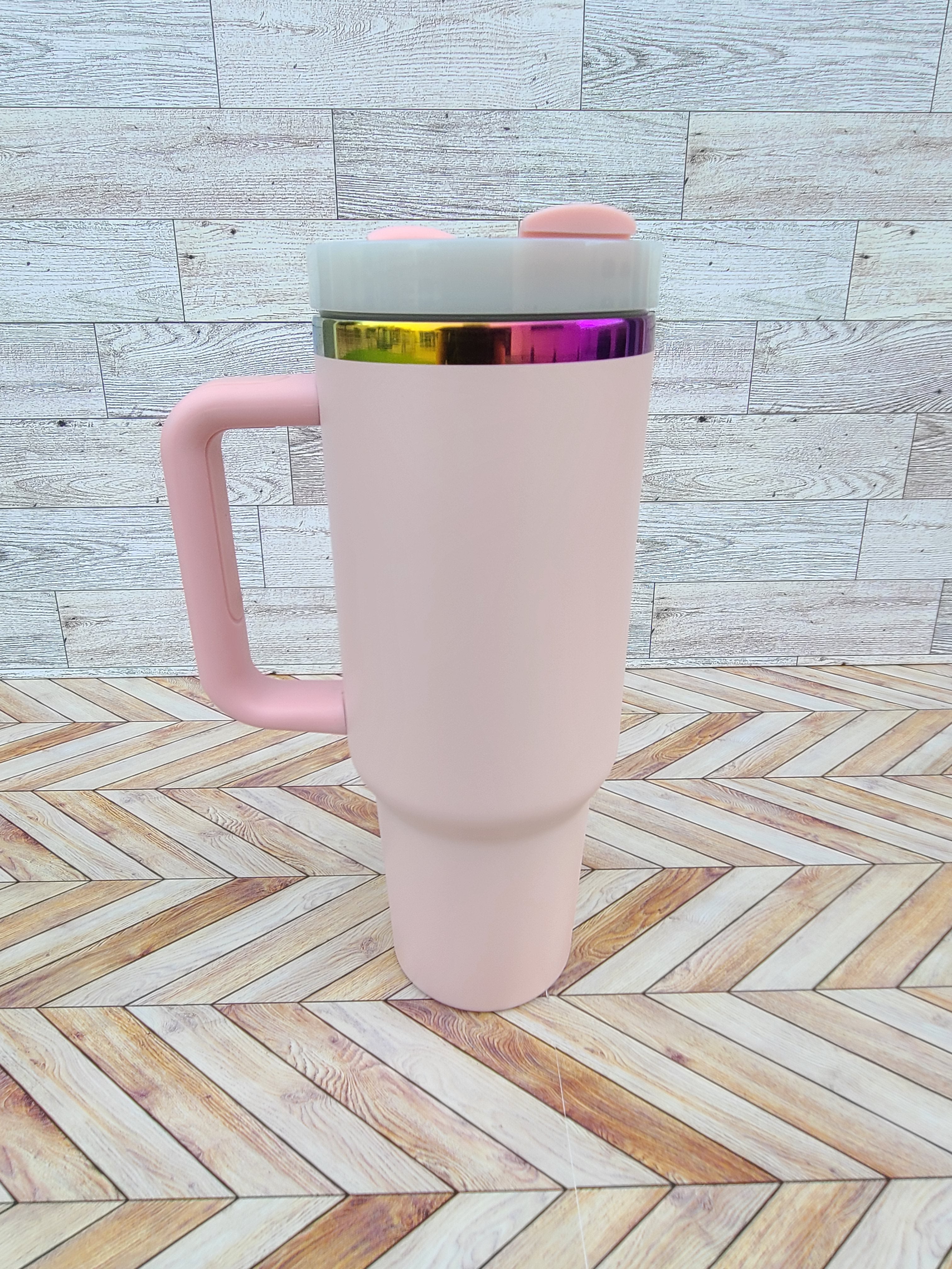 40oz Rainbow coated tumblers with straw-Light Pink and Purple