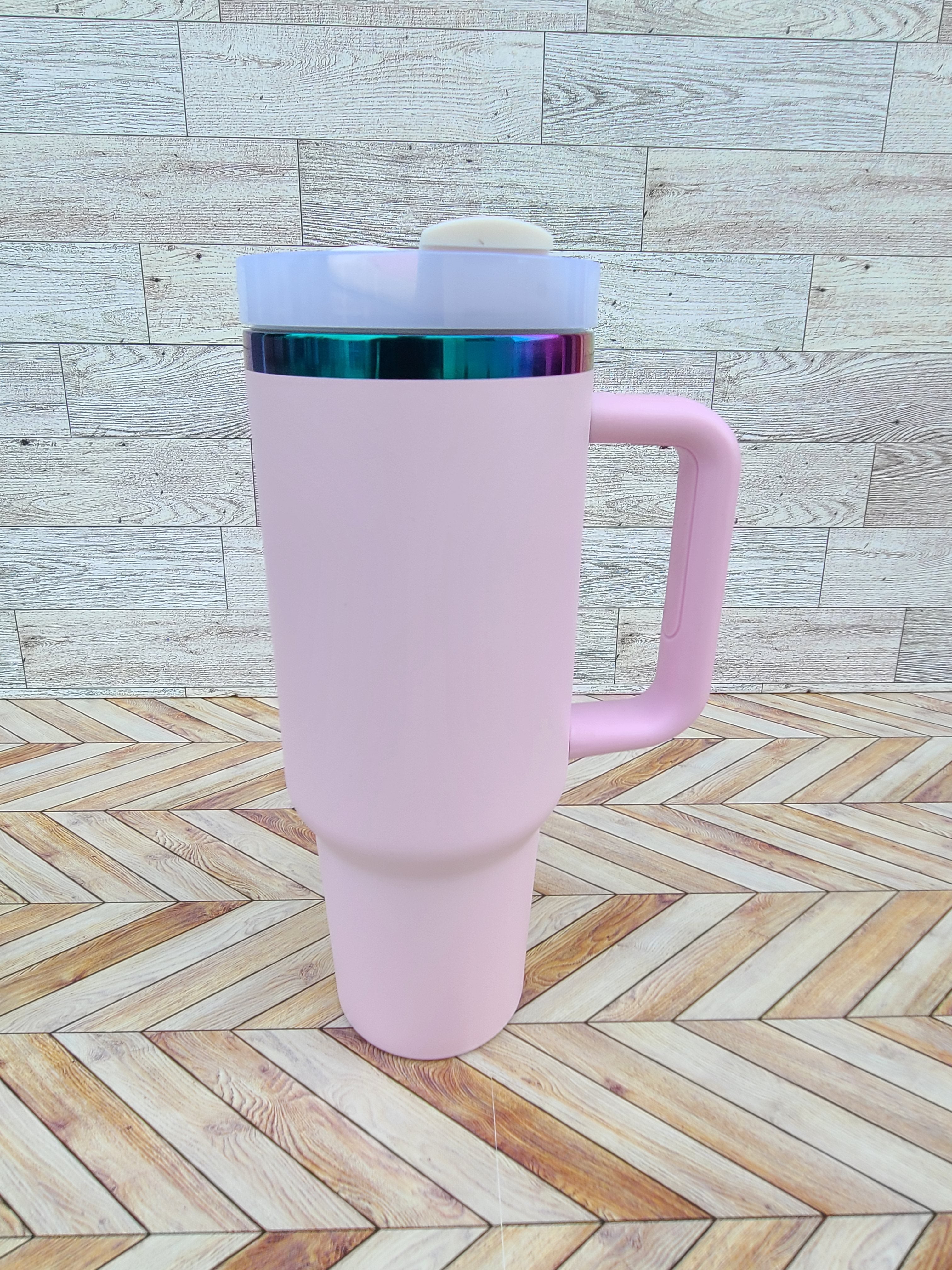 40oz Rainbow coated tumblers with straw-Light Pink and Purple