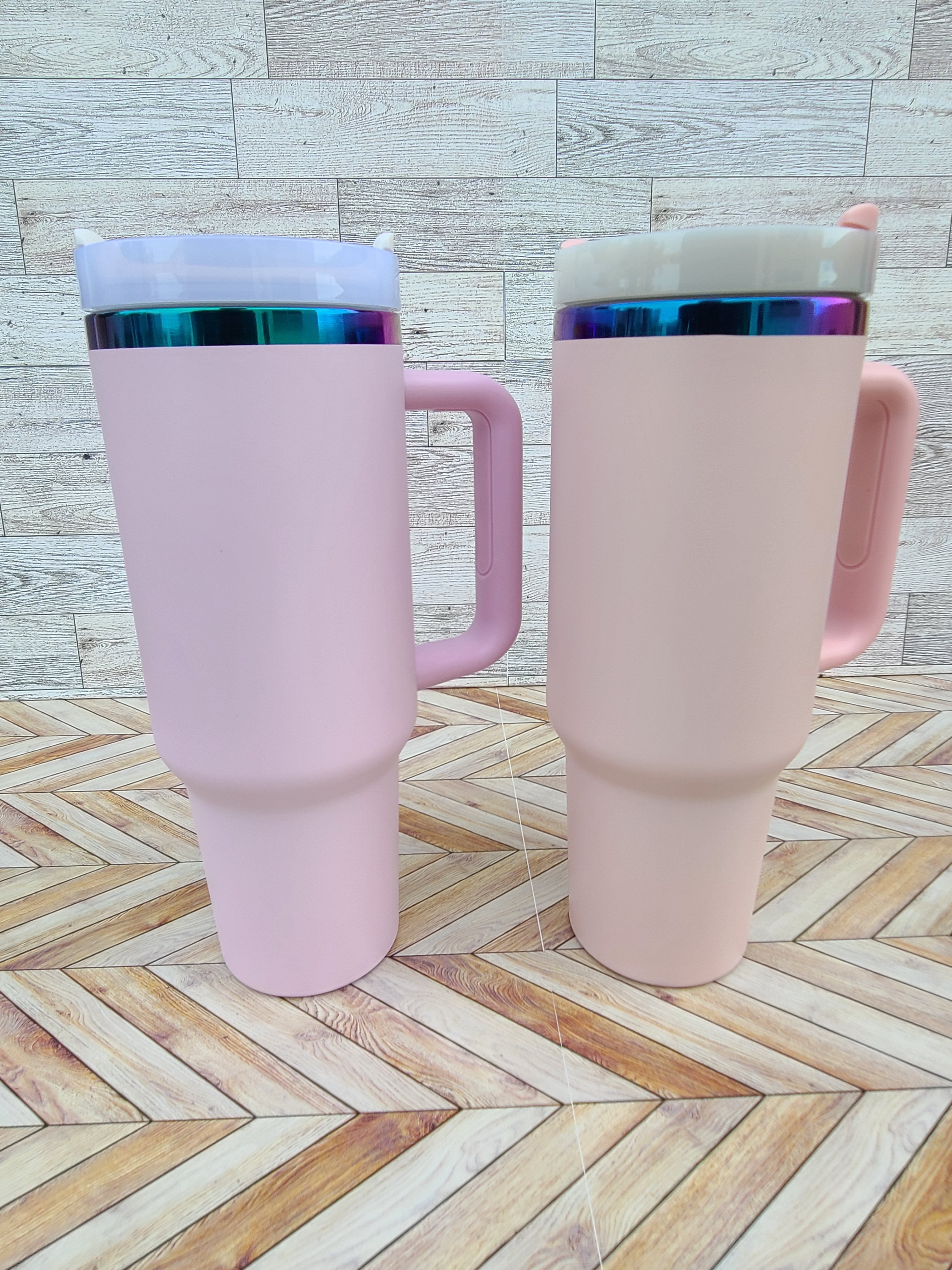40oz Rainbow coated tumblers with straw-Light Pink and Purple
