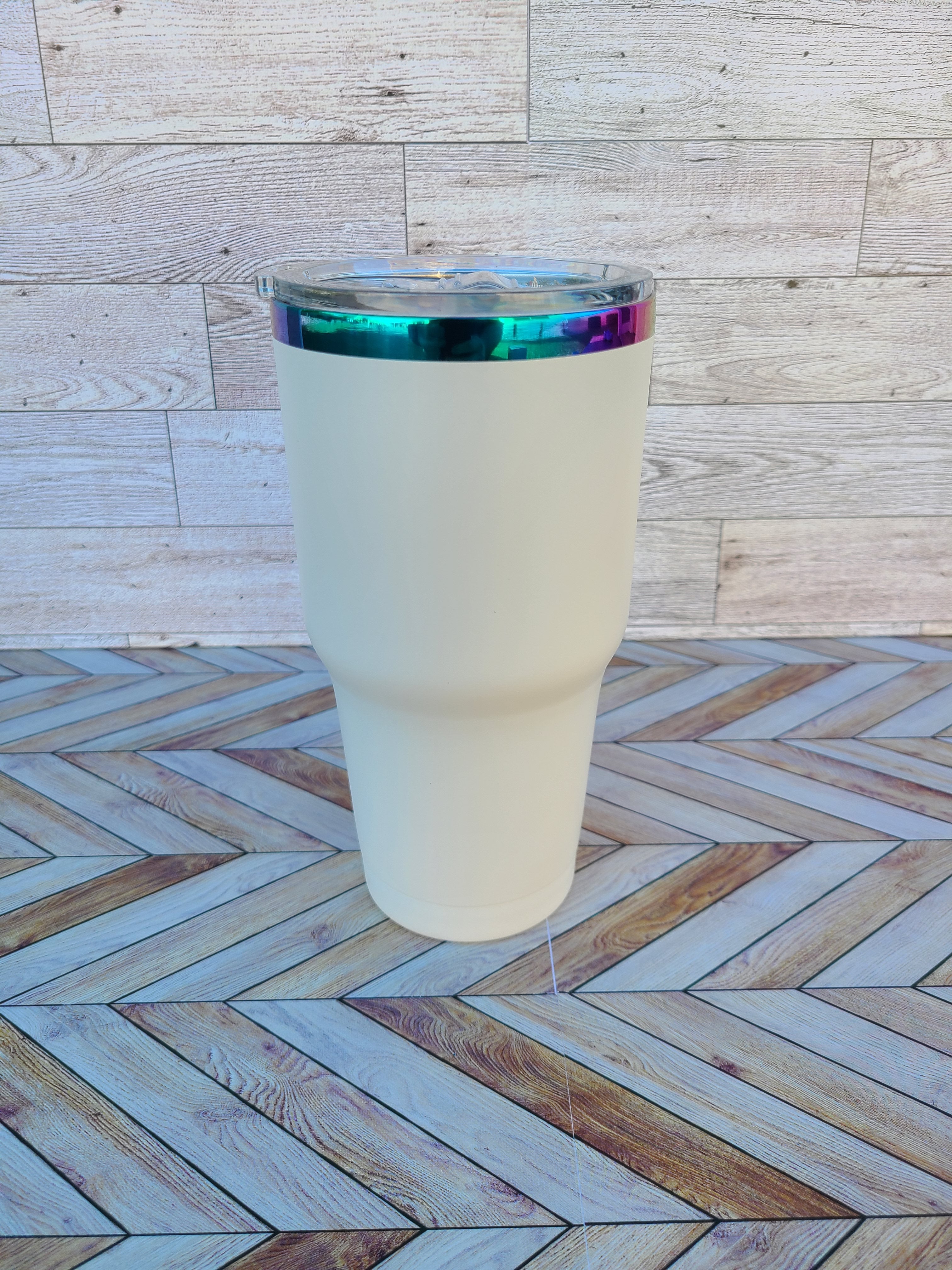 30oz Stainless Steel Rainbow Coated Tumbler-Black and White Colors