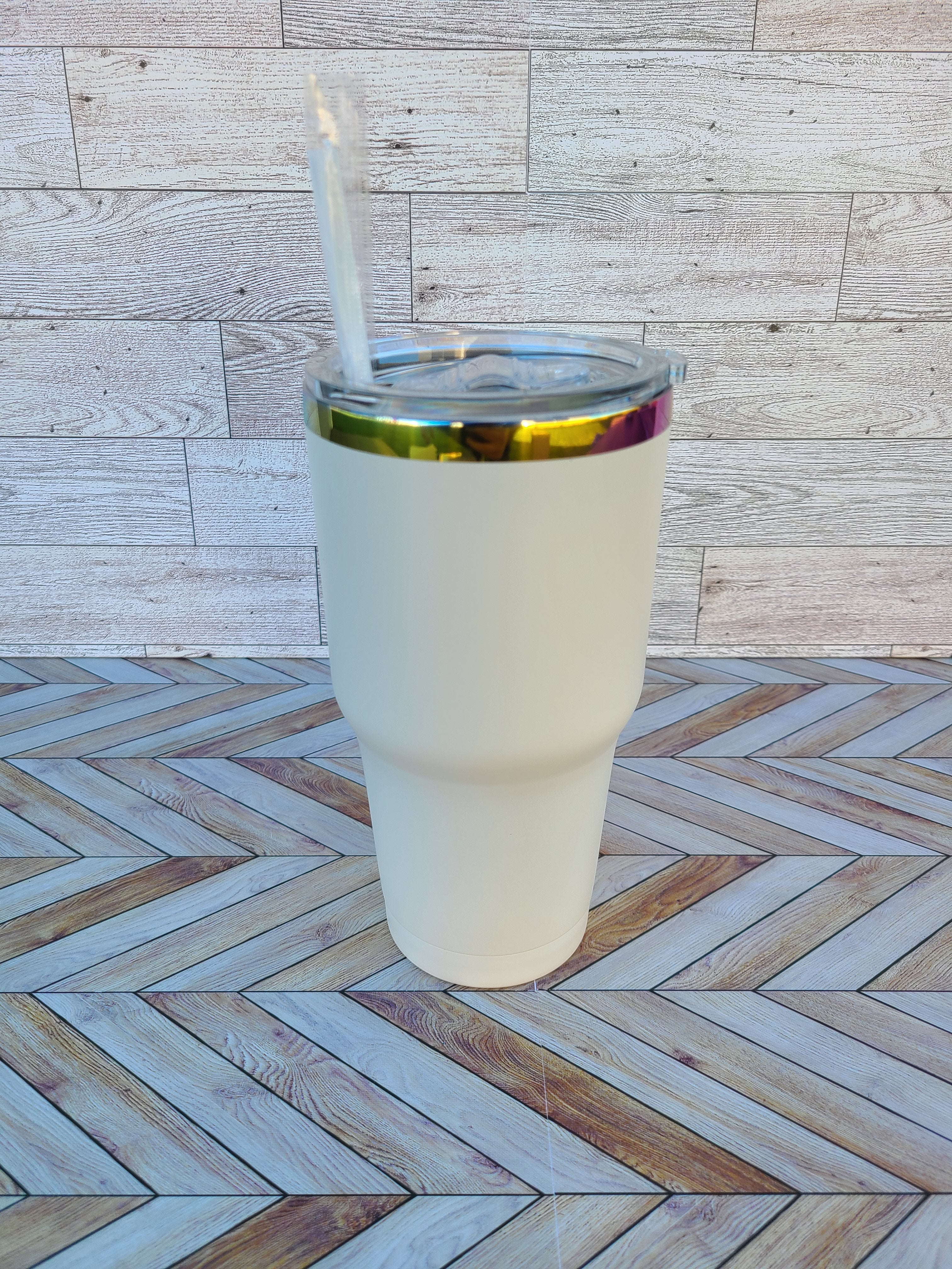 30oz Stainless Steel Rainbow Coated Tumbler-Black and White Colors