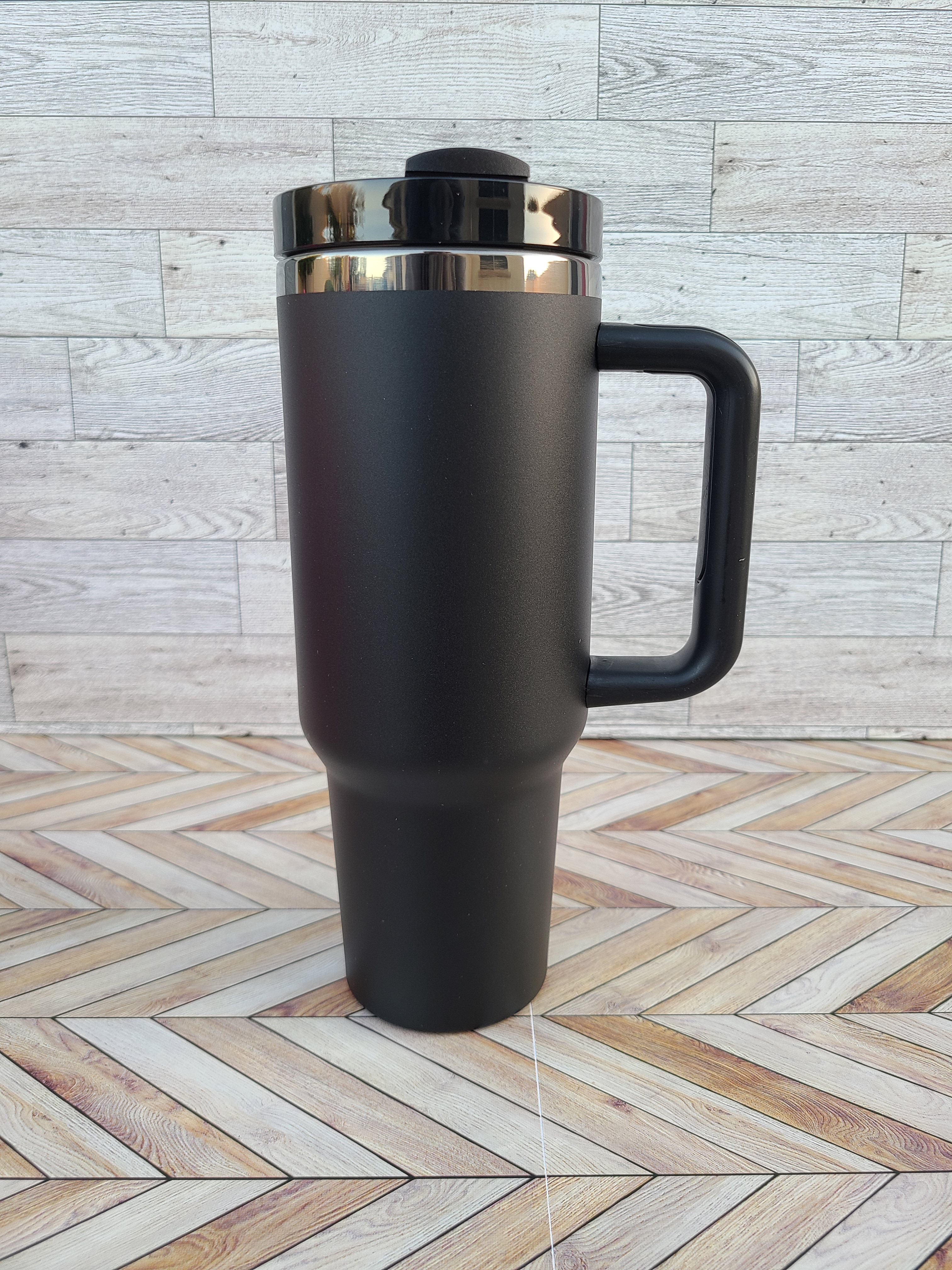 Black Mirror Coated 40oz Tumbler with Handle