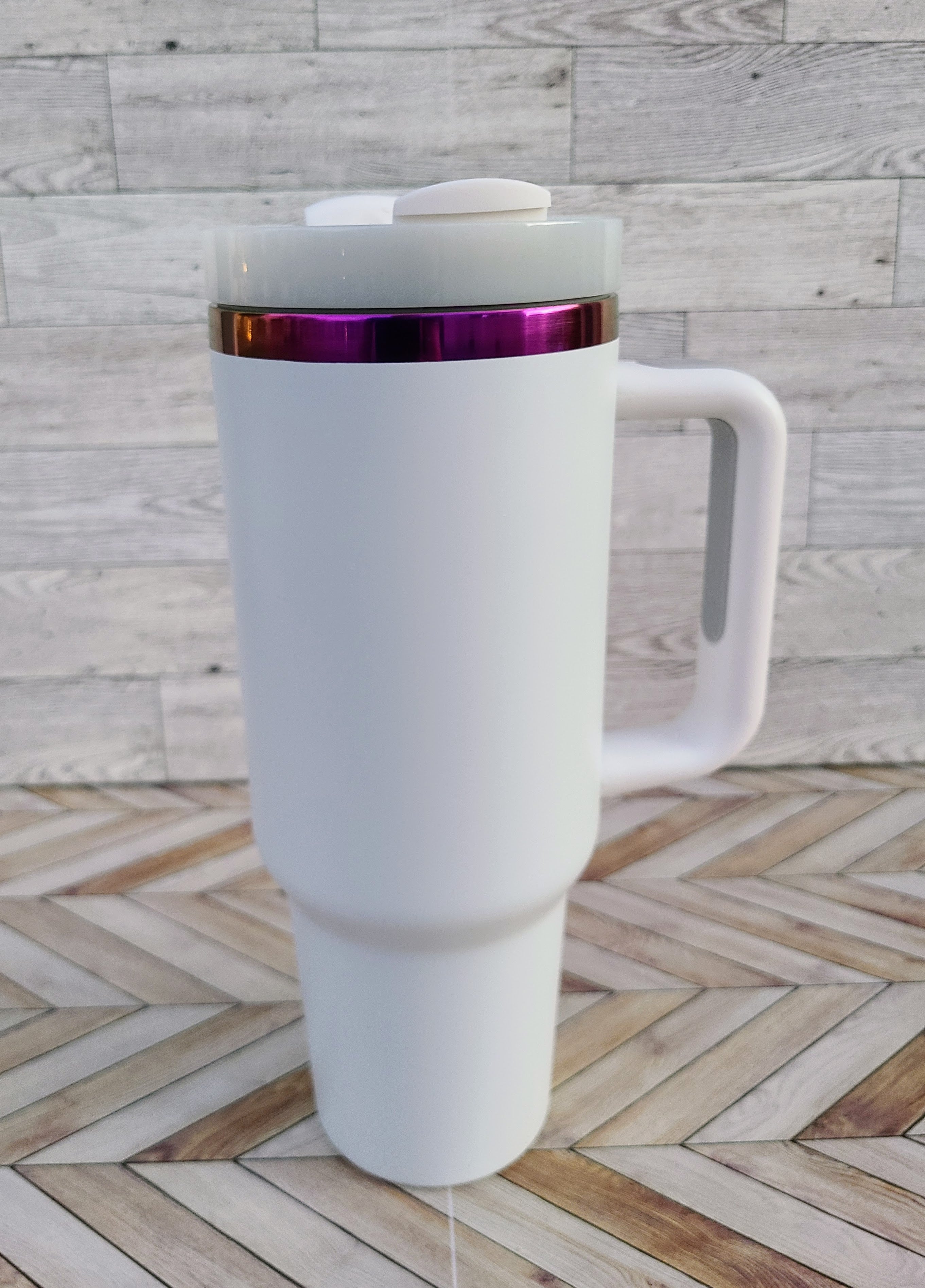 40oz Purple Coated Tumbler Black and White Color