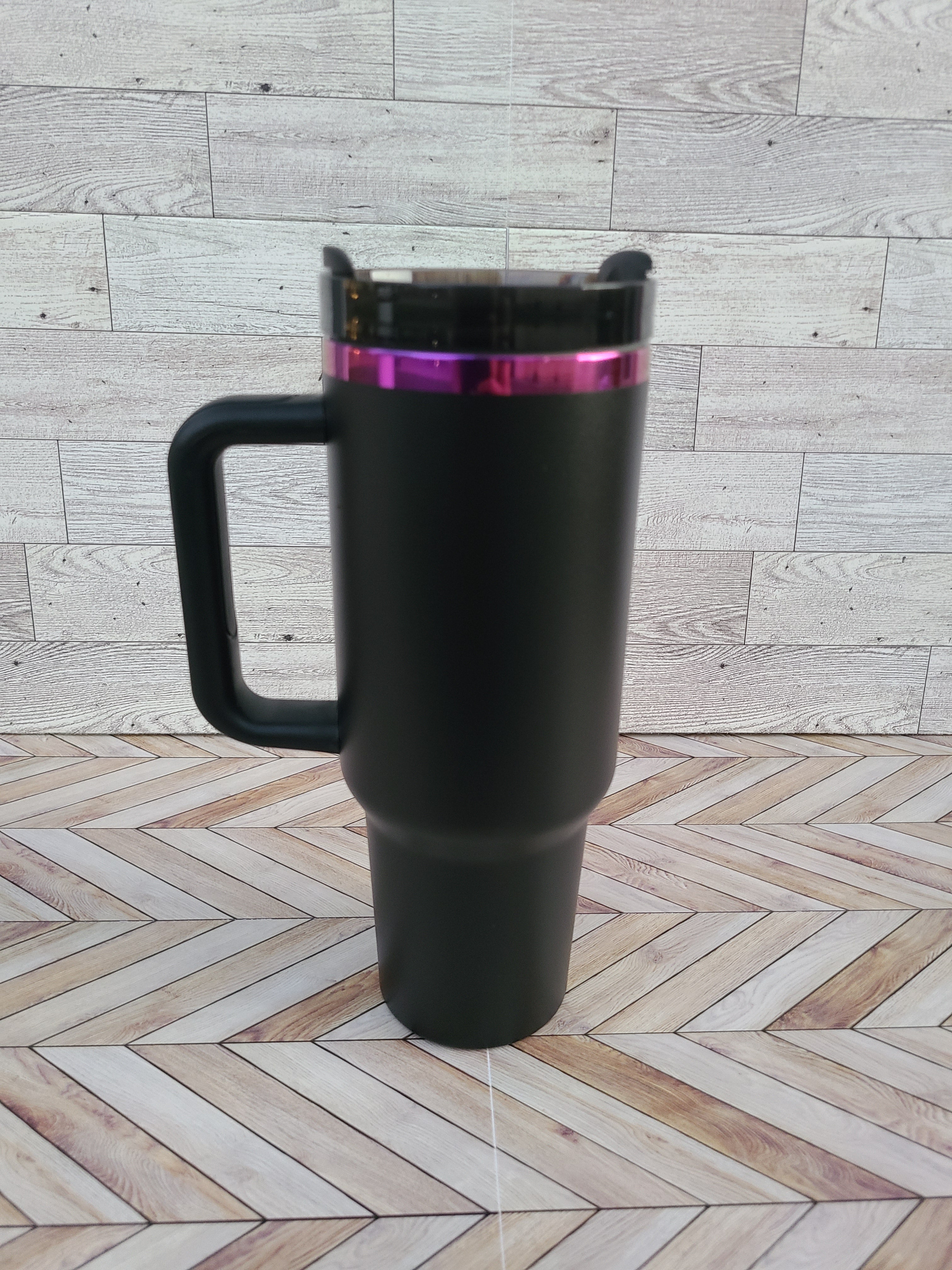 40oz Purple Coated Tumbler Black and White Color