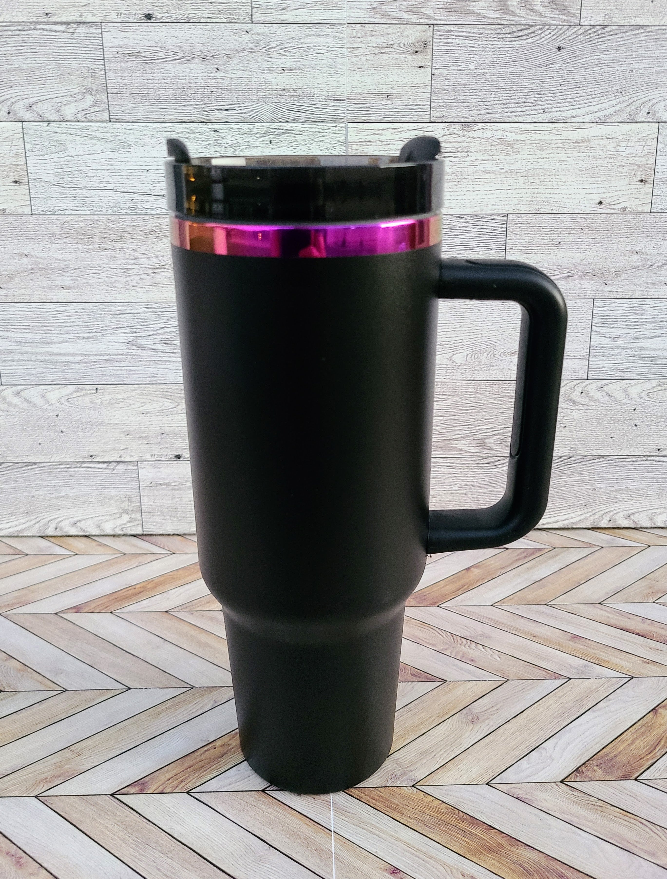 40oz Purple Coated Tumbler Black and White Color