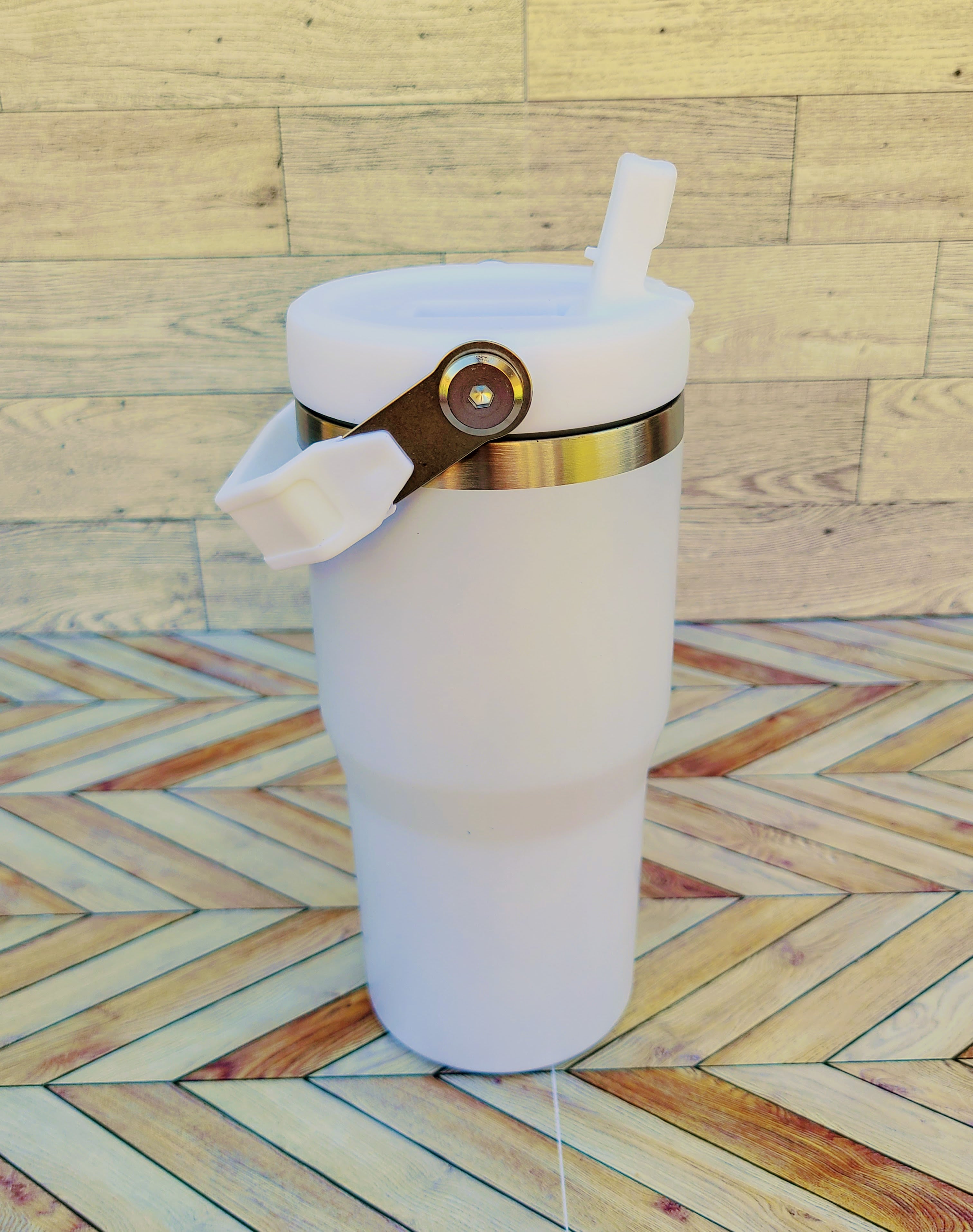 20oz Silver Coated Flip Straw Tumbler