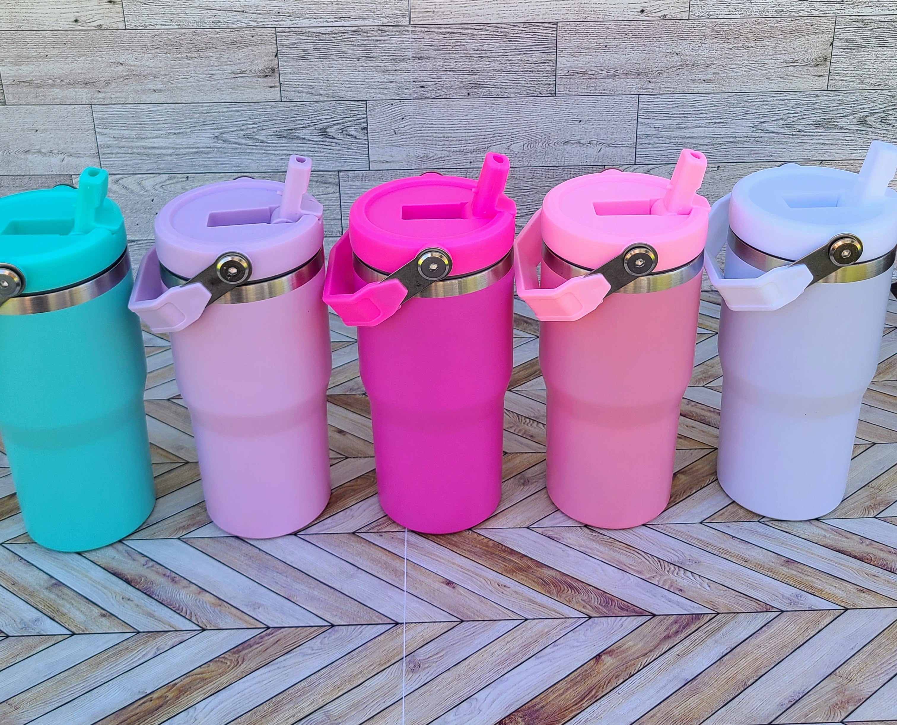 20oz Silver Coated Flip Straw Tumbler